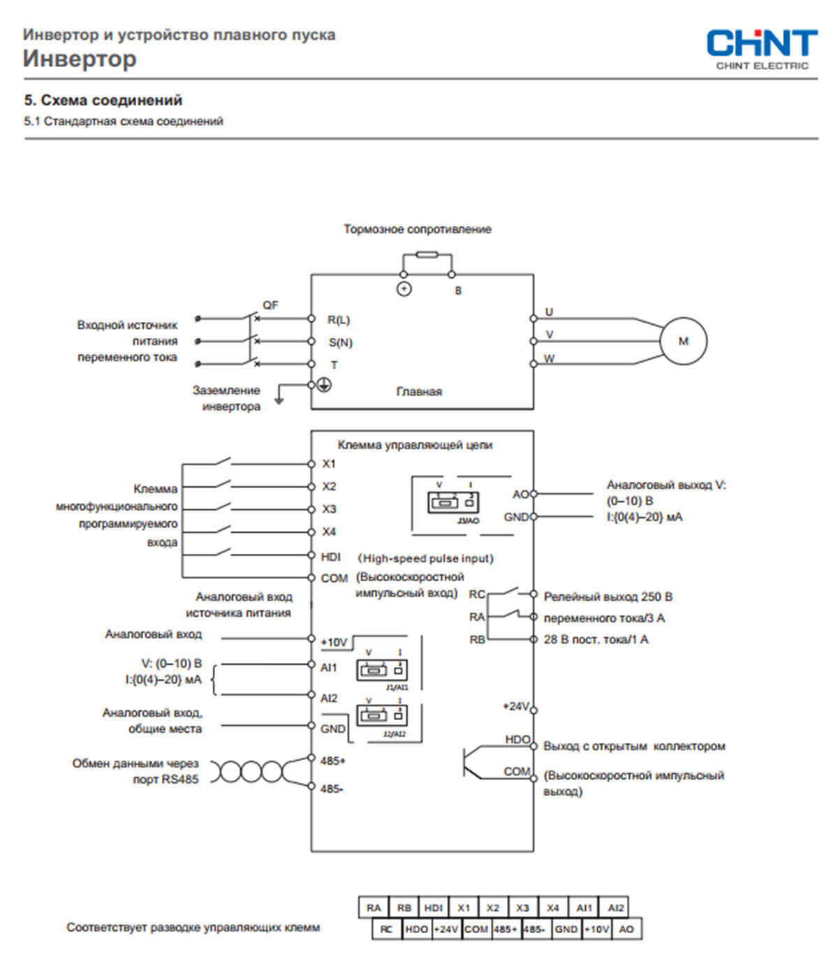 Преобразователь частоты NVF300M - схема соединения