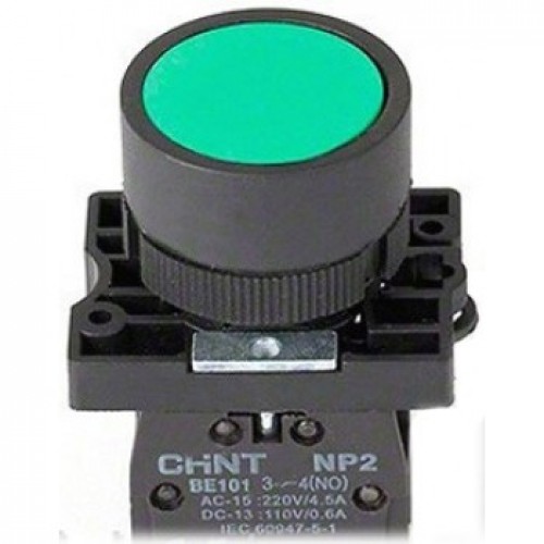Кнопка управления NP2-EA31 без подсветки зеленая 1НО IP40 (CHINT) - купить